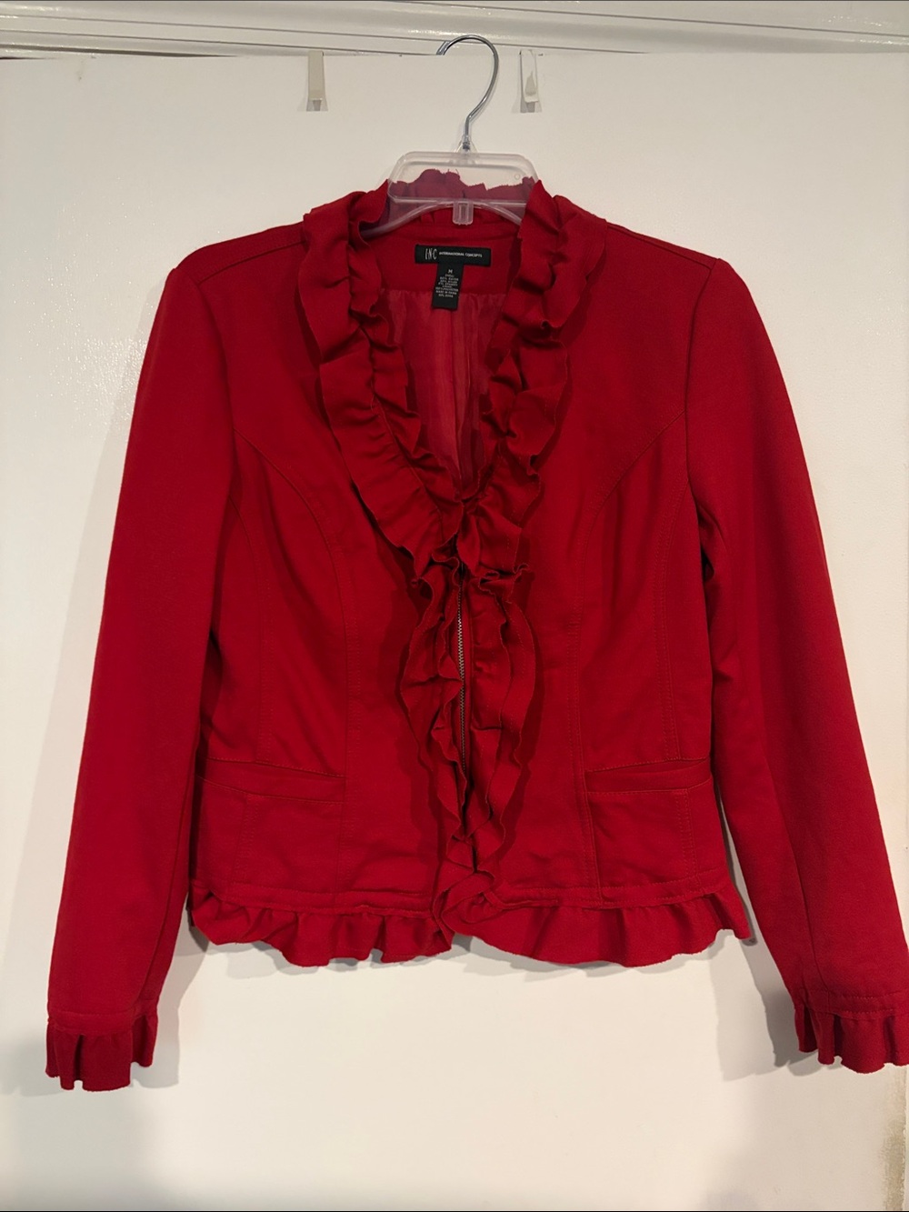 INC International Concepts Scarlet Ruffle-Front Blouse